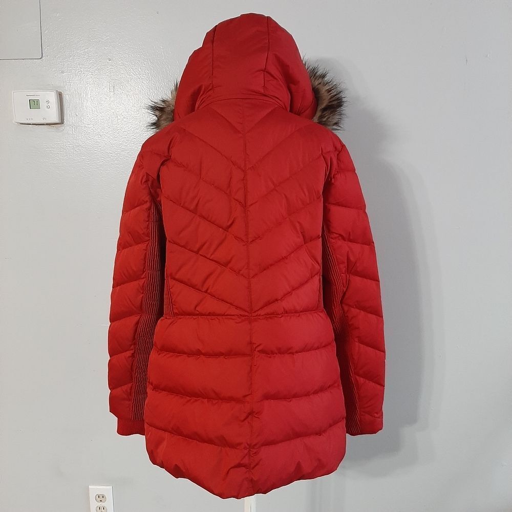 Michael Kors Faux Fur Trim Chevron Quilted Down Coat Size Large - Picture 4 of 9